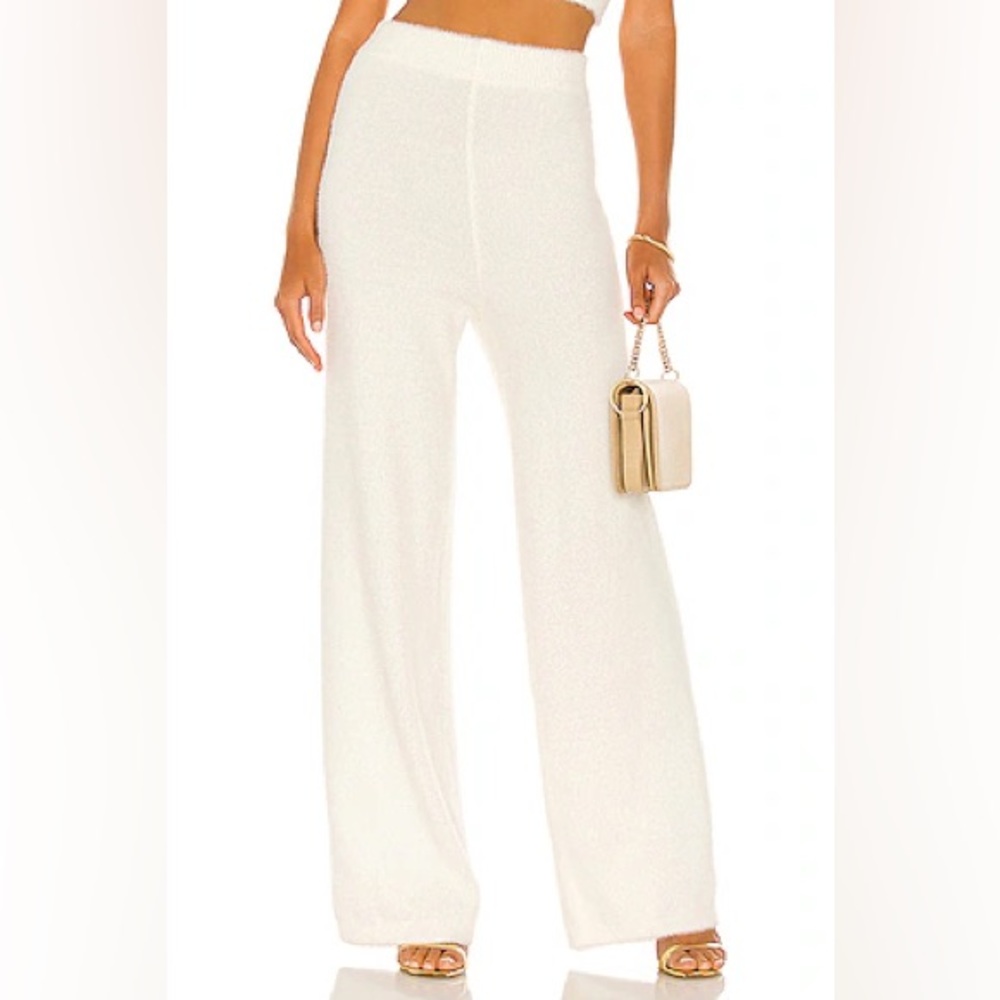 Amanda Uprichard Charlett Cozy Pant Ivory Off White Furry Fuzzy Pants Medium